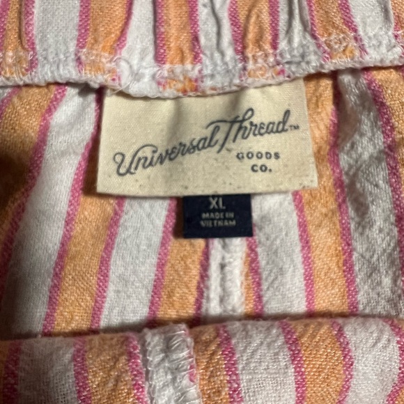 Universal Thread Linen Blend Pull-on Striped Shorts - Orange, Pink, and White - Picture 2 of 5